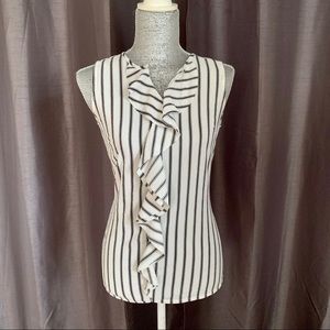 Black and White Stripe Ruffled Dress Top